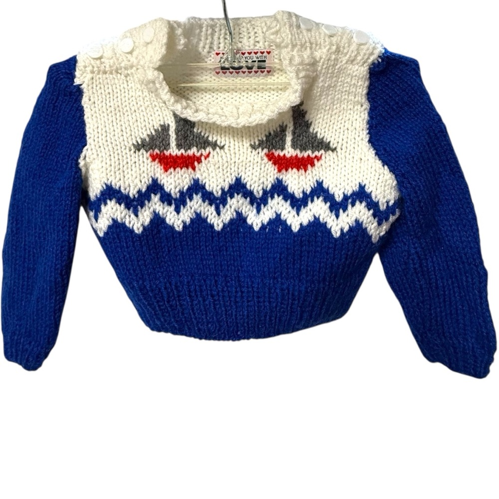 Vtg Hand Made Baby Sweater 3-6 mths